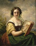 Daniel Huntington The Sketcher: A Portrait of Mlle Rosina, a Jewess France oil painting artist